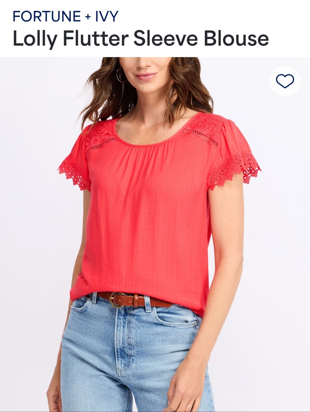 NWOT Fortune + Ivy Lolly Flutter Sleeve Blouse - Coral Pink XXL